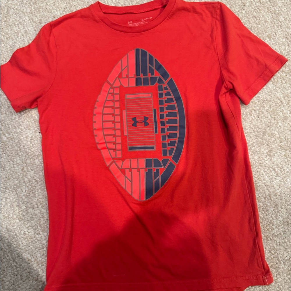 Under Armour Kids Red and Blue Football Graphic Tee